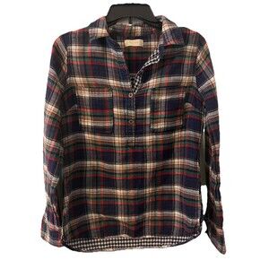Women’s Altar’d State Plaid Pull Over 4 Button Shirt Sz M